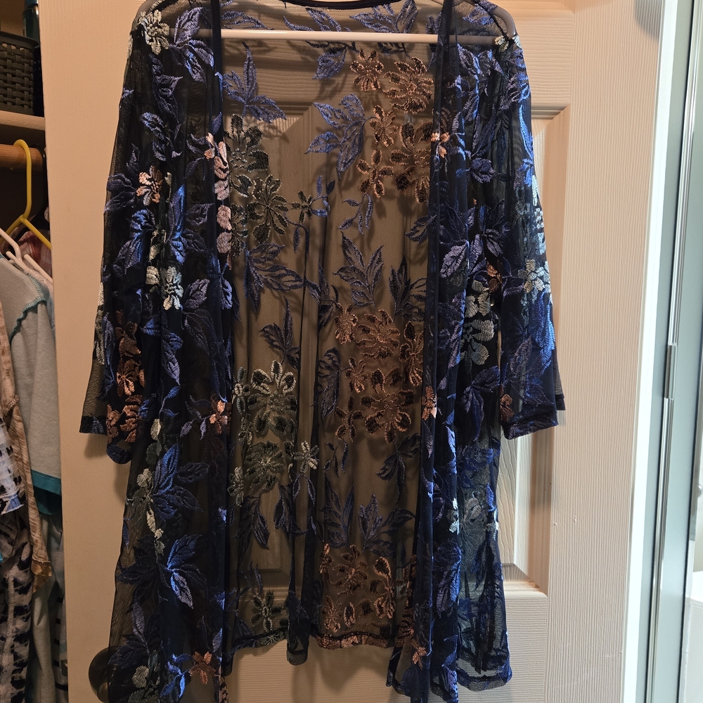 Floral Embroidered Sheer Kimono